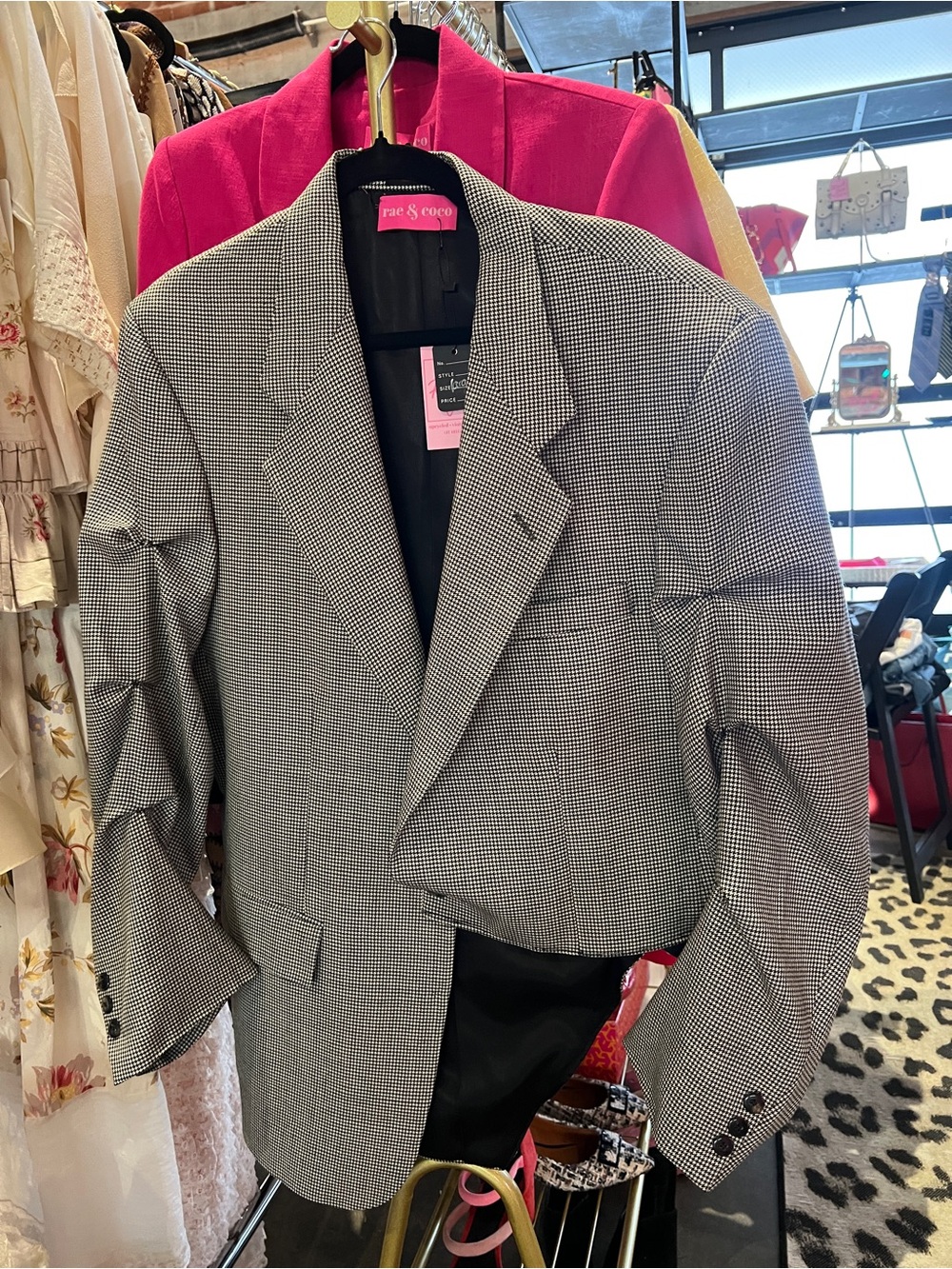Upcycled Rae & Coco Houndstooth Asymmetrical Blazer